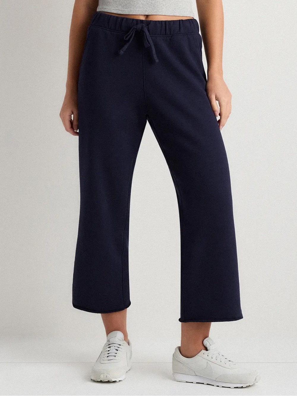 Organic French Terry Cropped Wide Leg Pants